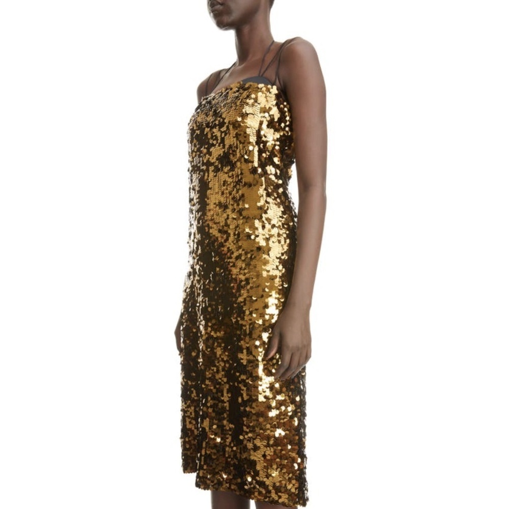 NWT Erdem Sirine Sequin Midi Dress in Bronze & Black Sz. US 8